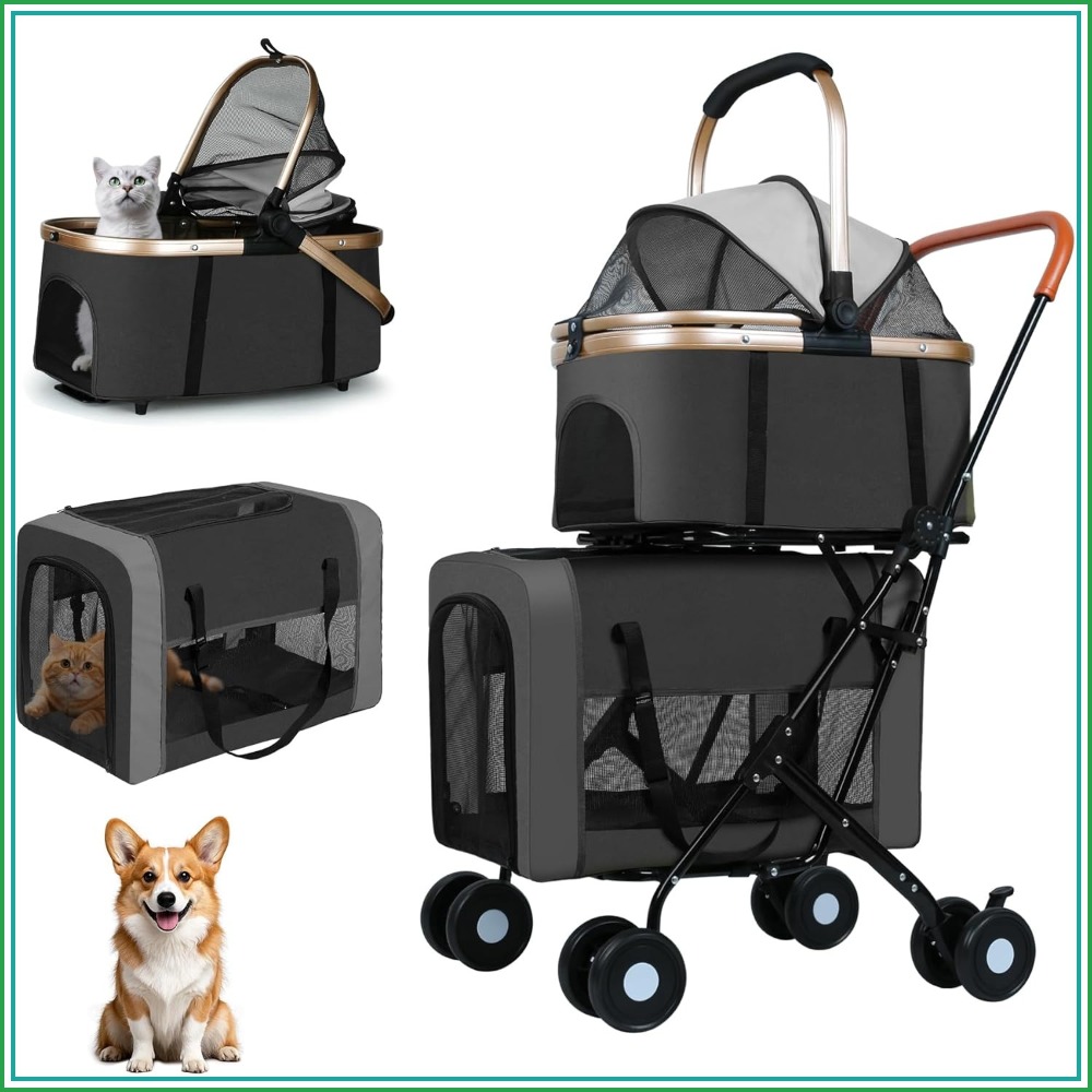 Pet Stroller Carrier - Double Pet Stroller for Dogs &