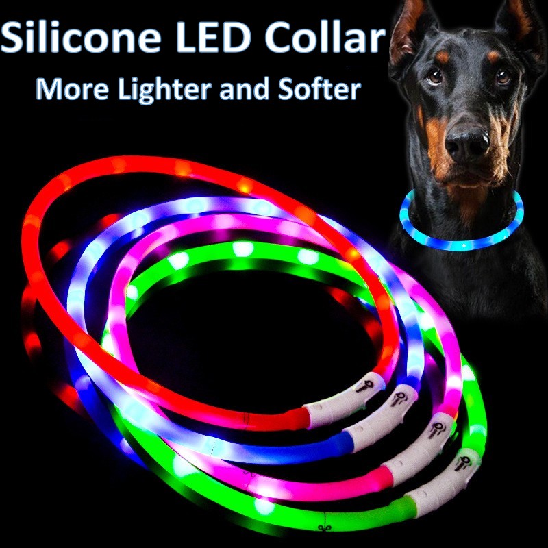 Dog Muzzle Silicone - Silicone LED Dog Collar Rechargeable 3