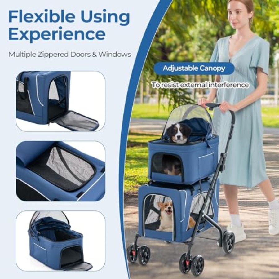 Double Dog Stroller for 2 Dogs - Pet Stroller Carrier 리뷰 및 가격
