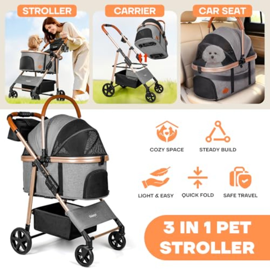 Dog Cat Stroller for Small/Med - Pet Stroller Carrier 리뷰 및 가격