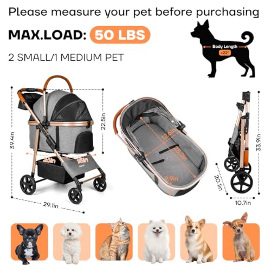 Dog Cat Stroller for Small/Med - Pet Stroller Carrier 리뷰 및 가격