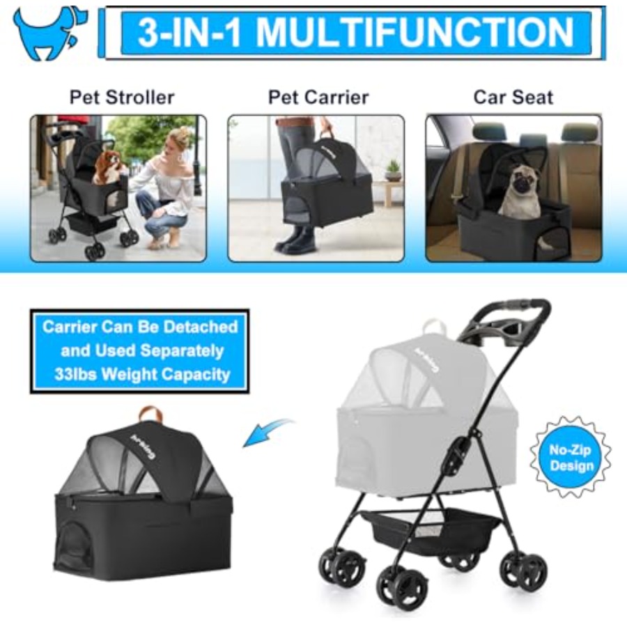 3-in-1 Pet Stroller for Small  - Pet Stroller Carrier 리뷰 및 가격