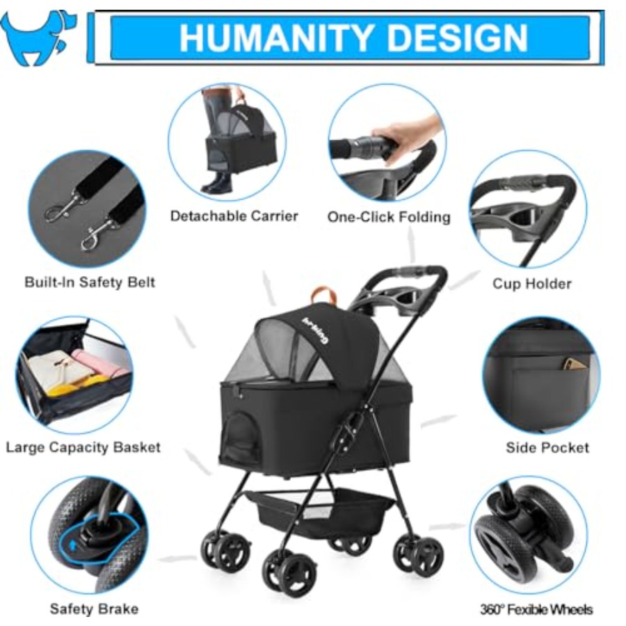 3-in-1 Pet Stroller for Small  - Pet Stroller Carrier 리뷰 및 가격