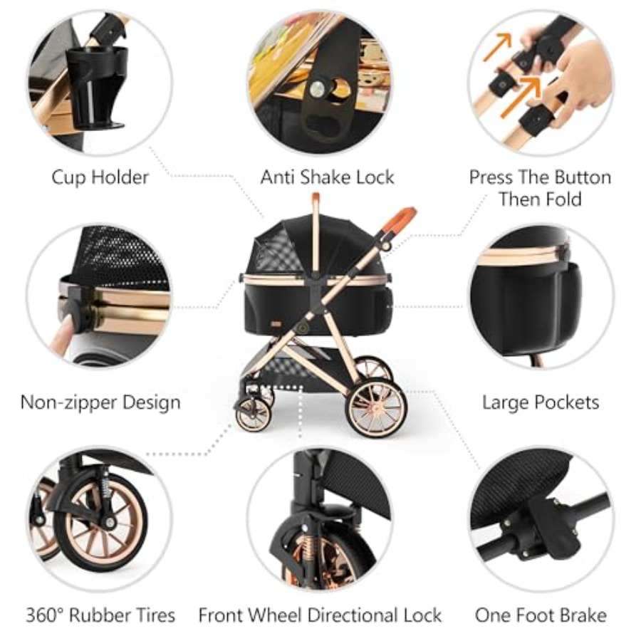 4 Wheels Pet Stroller for Smal - Pet Stroller Carrier 리뷰 및 가격