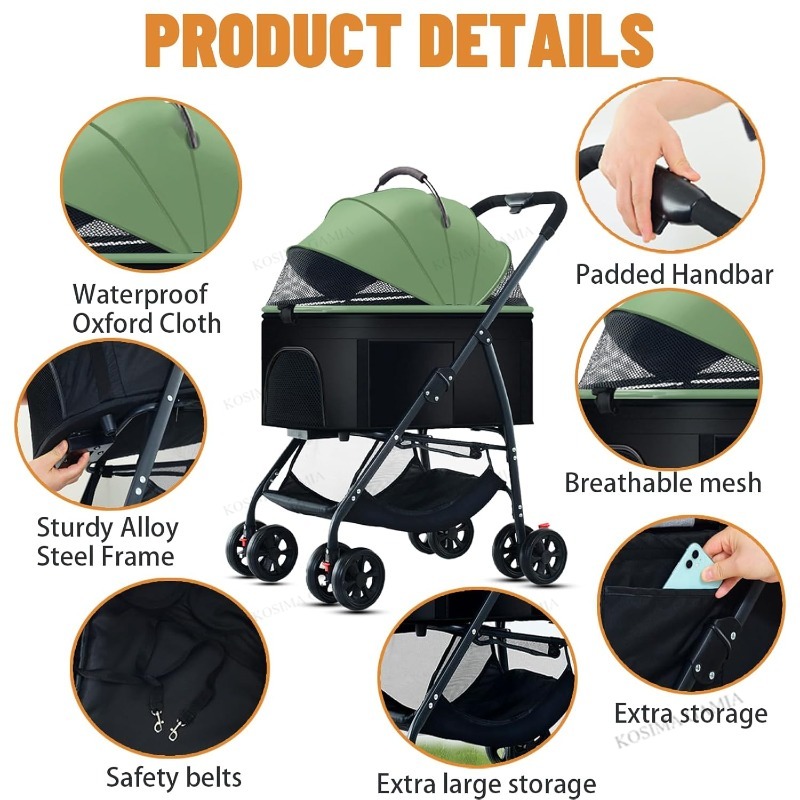 Pet Dog Stroller 3-in-1 Dog Wa - Pet Stroller Carrier 리뷰 및 가격